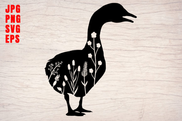 Bird Silhouette Spring Flowers Design
