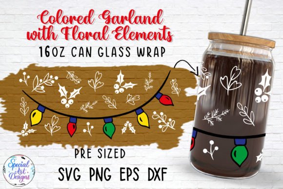 Colored Garland 16oz Glass Wrap