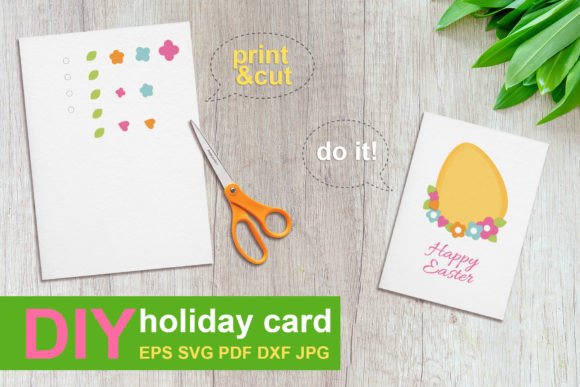 Easter Card DIY Egg, Flowers Paper Cut