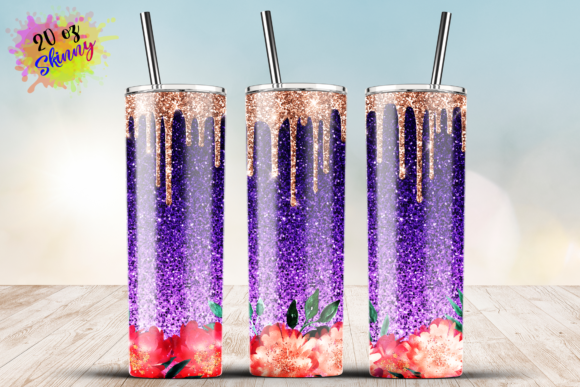 Pinkfloral Gold Purple Glitter 20oz Wrap