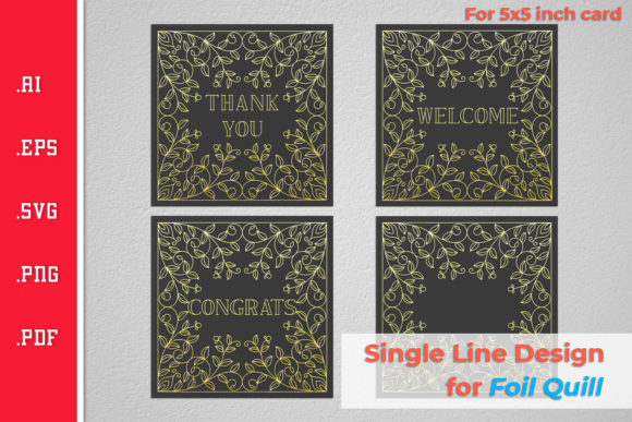 Single Line Greeting Cards - Foil Quill